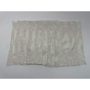 Vintage Linen Luncheon Napkins Set of 8 Intricate Lace Embroidery 10x14 Cottage